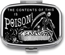 Metal 2 Compartment Pill Organizer Travel Friendly Portable Compact Pill Box Cute Pill Case to Hold Vitamins,Fish Oil,Supplements,Meds,Tablet for Purse,Pocket. (Black Scythe)