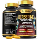 Suplemento de bereberina para hombres y mujeres, 8in1 Fórmula con quercetina, Turmérica, vinagre de manzana, hoja de remolacha &amp; Más - Digestivo, soporte para inmunes - Rich in Nutrient - 90 cápsulas