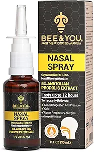 BEE y Usted Propolis Nasal Spray, 100% Puro Extracto de Propolis, Sinus &amp; Congestion Relief, Natural Decongestant, Alivio, Nasal Moisturizing Spray