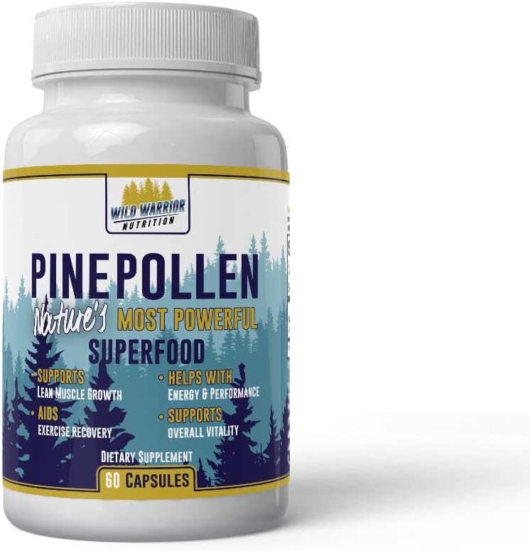 Salud diaria Pollen 600mg Gluten vegano sin GMO Vitaminas Superalimentos Naturales Suplemento dietético 60 cápsulas - 1 mes de suministro