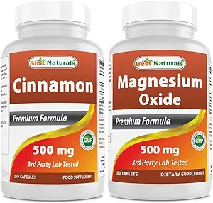 Mejores Naturales Cinnamon 500 mg " Oxido de magnesio 500 mg