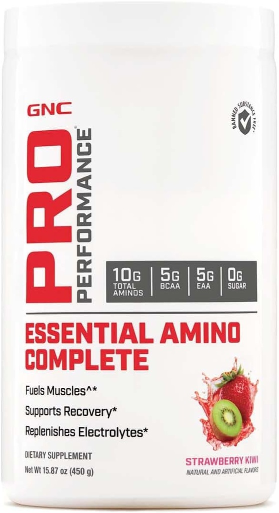 GNC Pro Performance Essential Amino Complete, Strawberry Kiwi, 15.87 oz., admite recuperación muscular