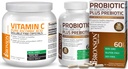 Bronson Probiotic 50 Billion CFU + Prebiotic with Apple Polyphenols & Pineapple Fruit Extract Vitamin C Powder Pure Ascorbic Acid Soluble Fine Non GMO Crystals