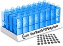 31 días Organizador de píldoras AM/PM – Caja de píldoras mensuales para medicamentos, vitaminas y suplementos – Un mes 2 veces al día caja de píldoras, 4 semanas organizador diario de píldoras, azul