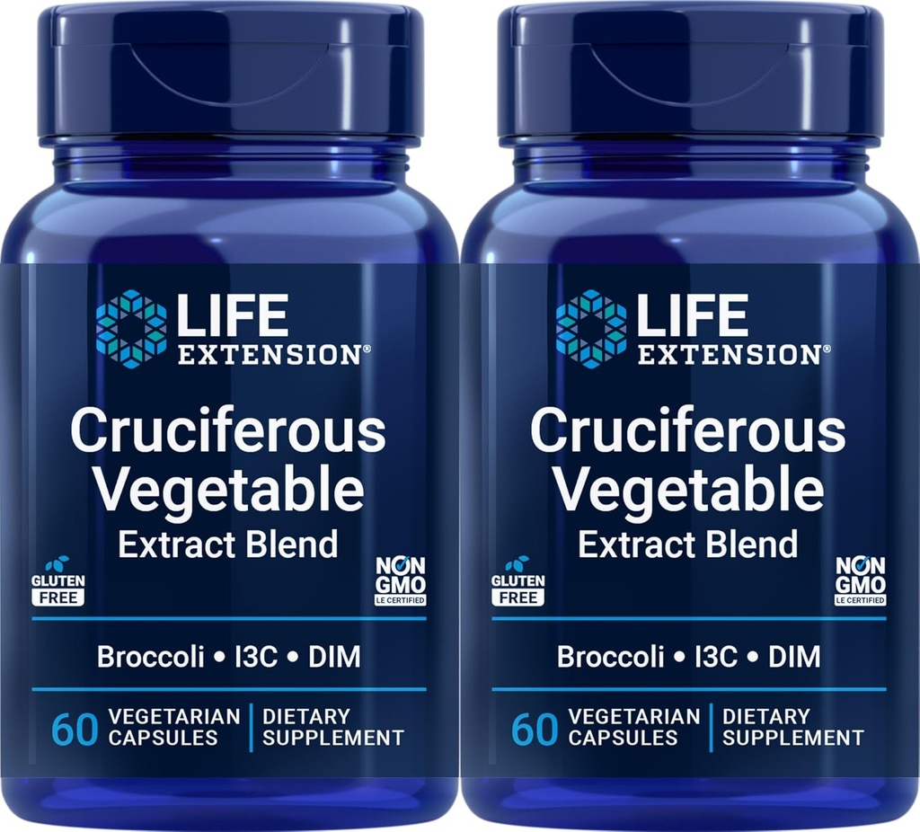 Ampliación de vida Triple acción Extracto vegetal crucifero, 60 cápsulas vegetarianas (Pack of 2)