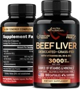 Beef Liver Capsules 3000 mg - Organic Desiccated Beef Liver - Grass-Fed, Pesticide Free & Pasture Raised - For Energy, Brain, Focus &amp; Mood, Skin & Hair Support - with Vitamin B-Complex - 180 Capsules