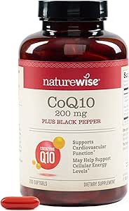 NatureWise CoQ10 200mg + Black Pepper Softgels - High Absorption Coenzyme Q10 + Black Pepper - Antioxidant for Heart Health + Cellular Energy - Vegan, Non-GMO, Gluten-Free - 200 Count[200-Day Supply]