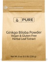 Ingredientes originales puros Ginkgo Biloba Powder (8 oz) Siempre puros, sin rifles o aditivos, Verificado de laboratorio