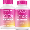 Pink Stork Magnesium Glycinate con vitamina D - Suplemento Magnesio para Mujeres para apoyar la calma natural - 2 Pack
