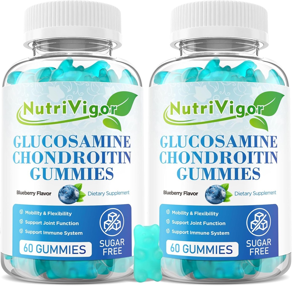 Glucosamine Chondroitin Gummies, Extra Strength Joint Support Supplement with MSM & Elderberry, Joint Support Supplement for Adults, Men &amp; Women, Blueberry Flavor, 120 Count