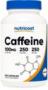 Nutricost Caffeine Pills 100mg Per Serving, 250 Capsules