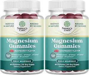Gummies de Magnesio Libre de Azúcar para Adultos - Magnesio Chewable Vegan Gummies de Citrato con 180 mg Elemental - Relajando Gummy No GMO Halal y Gluten Free Berry Flavor (2 Meses)