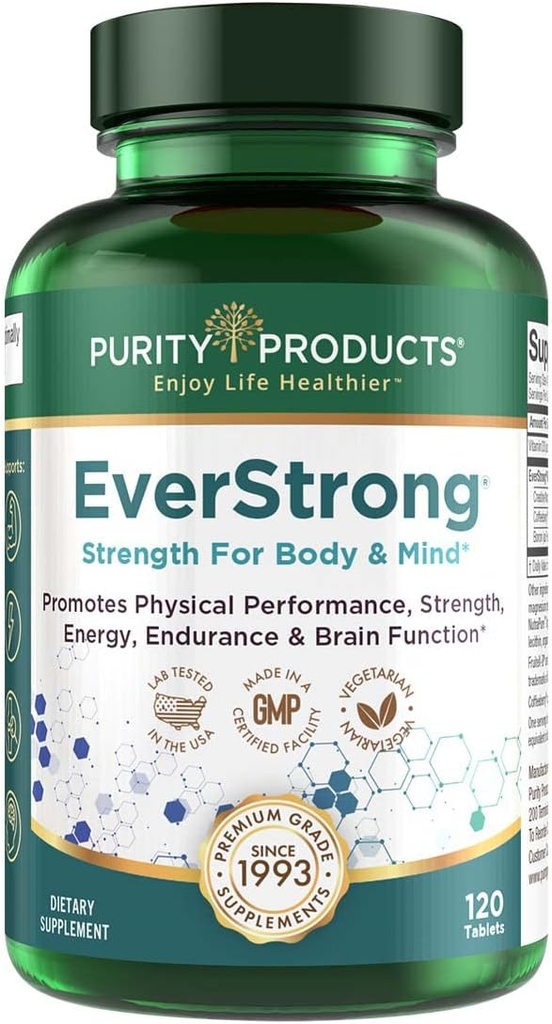 EverStrong - Cretina Monohydrate Blend - Clínicamente estudiado para el golf Maximizar la distancia de conducción - Muscle Matrix Blend - Conjunto, Muscle & Energy Support - Boron, CoffeeBerry, Vitamina D3 - 120 Tablets