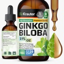 BIO KRAUTER Ginkgo Biloba Extract - Liquid Ginkgo Biloba Suplementos para Cerebro - Vegan, Alcohol &amp; Azúcar Gratis - 2 Fl Oz