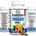 Ceilán orgánico Cinnamon - 1000mg por Serving, Certified Organic True Cinnamon Suplemento, antioxidante, rápida absorción - 60 Tabletas