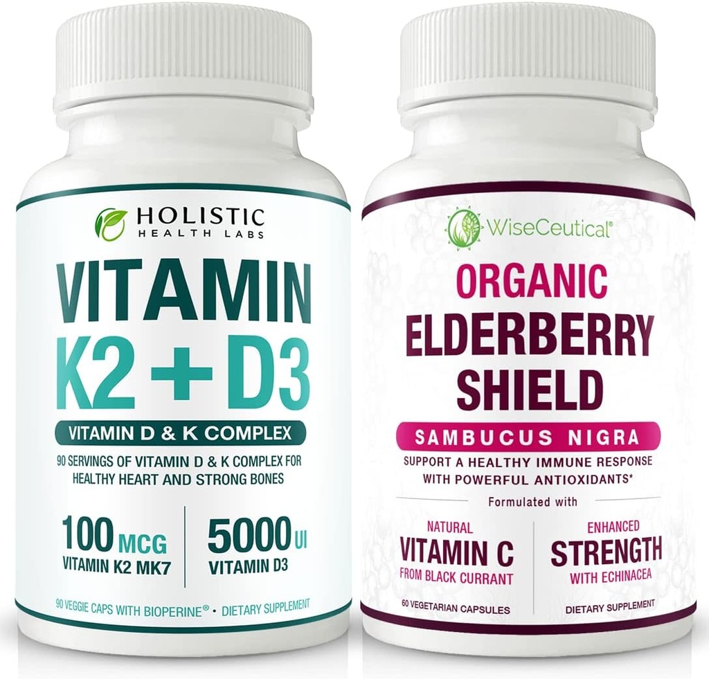 Max Absorption Vitamin K2 + D3 &amp; Organic Elderberry with Black Currant and Echinacea Silencio Bone Strength &amp; Calcium Absorption ← Immune Support