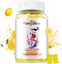 Calcio Magnesio Gummies Adultos Niños - Azúcar libre Chewable Vegan Algae Calcium Suplementos para Mujeres Hombres Soporte Plus Bone Strength with Zinc Potassium Vitamin D3 K2 Lemon Flavor 60CT