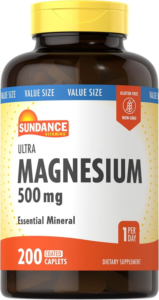 Sundance Magnesium Suplemento Silencio 500mg Silencio 200 Conde Silencio Vegetariano, No GMO y Gluten Libre Silencioso Oxido de Magnesio