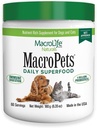 MacroLife Naturales MacroPets Verdes Superalimentos Suplemento Polvo para perros Gato Pequeño Mamífero, Nutrición Natural Probióticos Enzimas Digestivos Vitamina E - Immune Gut Health & Energy - 6.35oz