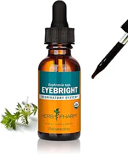 Herb Pharm Certified Organic Eyebright Liquid Extract for Respiratory System Support - 1 Ounce, clear