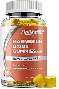 Magnesium Oxide 400mg Gummies, Magnesium Oxide Chewable Supplement for Muscle, Nerve & Heart Health, Vegan, Pinapple Flavor, 60 Condes