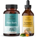 HerBAMAMA Trímeric Extract y Pine Bark Kit - Agrupo de 400 mg Francés Capsules Marítimos " Extracto Turmérico Tintura 2 fl oz - Vegan, No GMO, Azúcar " Sin alcohol - 2 Pack