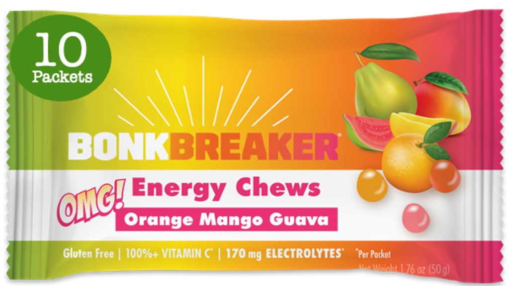Botellas de energía con electrolitos, Mango de naranja Guava, Gummies de energía fácil de masticar, 10 Pack