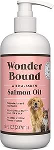 Marca - Wonder Bound Wild Alaskan Salmon Oil - Skin and Coat Support, Omega 3 Suplemento para Perro y Cat , 8 fl oz
