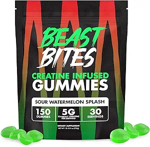 BEAST BITES - Critina Infused Gummies - 5g Crepure Creatine Monohydrate Por Serving - NSF Certified for Sport - 30 Servings