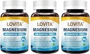 Complejo de Magnesio Triple Lovita 500mg, Fórmula de Alta Absorción y Potencia, Glycinate, Citrate & Oxide, Support Sleep, Relax, Heart, Nerves & Bone Health, 180 cápsulas Vegan