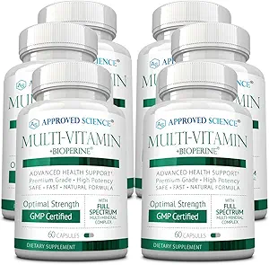 Multi-Vitamin de ciencias aprobadas - con Full-Spectrum B-Vitamins, Té verde, Lutein, Lycopene, Zeaxanthin, BioPerine - 360 cápsulas - 6 meses de suministro