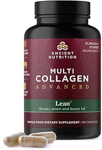 Antiguo Nutrición Multi Collagen Lean avanzado con Probióticos, Péptidos de Collagen Hidrolyzed Soporta pérdida de peso saludable y pérdida de grasa, 90 Cuenta
