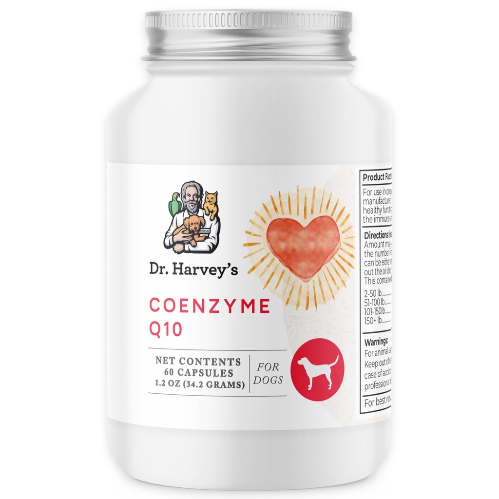 Dr. Harvey's Coenzyme Q10 - Heart & Cardiovascular Support Supplements for Dogs, 60 Capsules