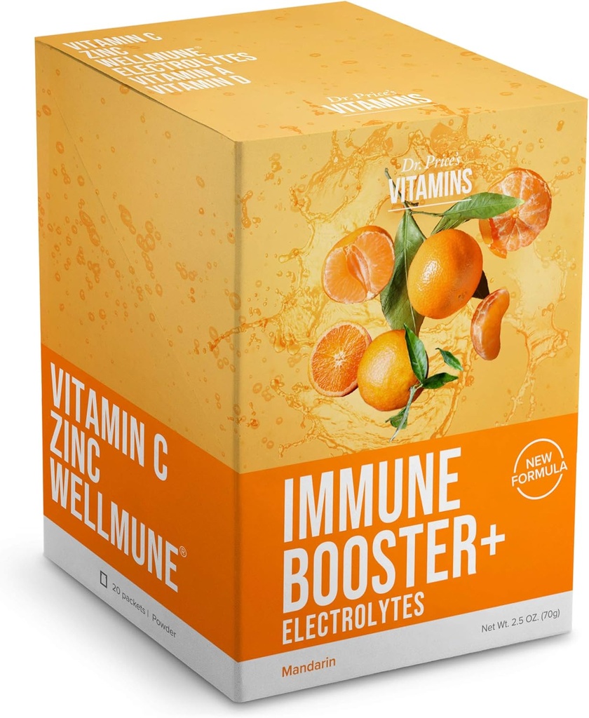 Immune Support + Electrolytes ← 1000mg Vitamin C, Zinc " Chromium TEN Hydration " Wellness Powder ← Bebida libre de azúcar, rápida absorción mix TEN Easy-to-Mix Packets for Daily Use, Travel " Recovery