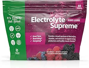 Jigsaw Health Electrolyte Supreme tención Broad Spectrum of Electrolytes + Trace Minerals ¦ Berry-Licious Flavor ← 60 Servings (Packets)