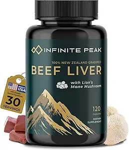 Energía natural " Focus for High Performing Professionals w/Grass Fed Beef Liver Capsules w/Lions Mane ← Grasfed Beef Liver Supplement Supports Full Body Wellness " Iron Levels  30 Serving-120 Cnt