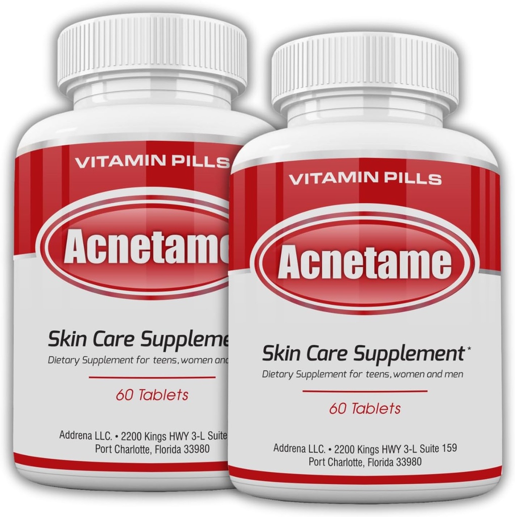 Píldoras de acné 2 Pack 120 Píldoras- Suplementos de vitamina para brotes de acné- Tabletas de granos hormonales para limpiar la piel de aceite para mujeres, hombres, adolescentes y adultos