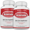 Píldoras de acné 2 Pack 120 Píldoras- Suplementos de vitamina para brotes de acné- Tabletas de granos hormonales para limpiar la piel de aceite para mujeres, hombres, adolescentes y adultos
