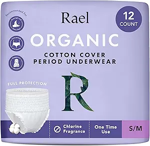 Ropa interior desechable para Mujer, Cubierta de algodón orgánico - Pads de incontinencia, Esenciales Postparto, Ropa interior desechable, Cubierta máxima (Tamaño S-M, 12 Conde)