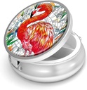 Pill Box-3 Compartment Small Pill Case for Purse &amp; Pocket Mini Metal Pill Holder Travel Pill Container to Hold Supplements Vitamins BPA-Free (Flamingo)