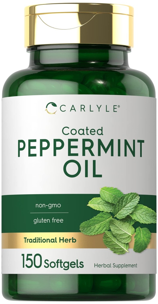 Carlyle Peppermint Oil Capsules ← 150 Softgels ← Suplemento Herbal ← No GMO, Gluten Free