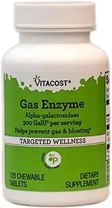 Vitacost Gas Enzyme Alpha-galactosidase - 300 GalU por servicio - 120 Chewable Tablets
