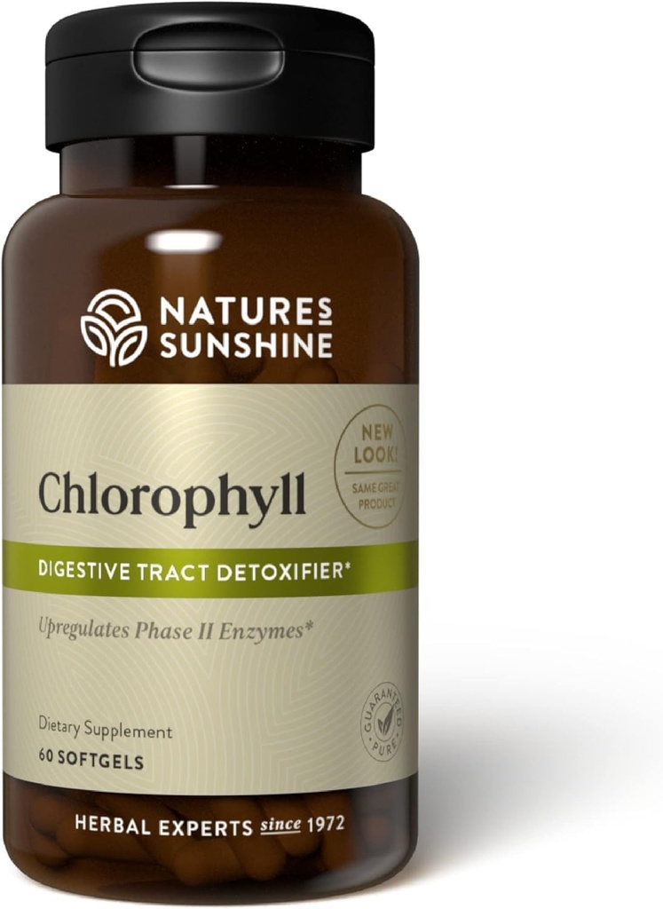 Nature's Sunshine Chlorophyll, 60 Softgel Capsules: Support Digestion, Immunity & Detoxification with Internal Deodorant Benefits. Easy-to-Swallow Capsules Promote Overall Well-Being & Energy