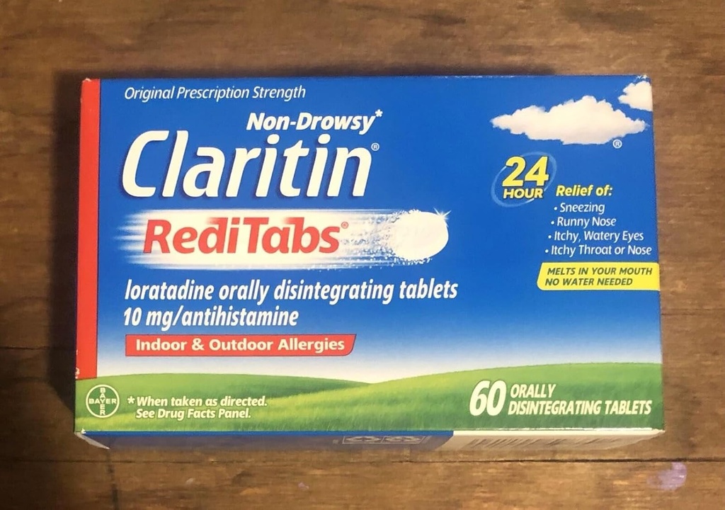 Claritin RediTabs 24 horas Medicina de la alergia, Alivio de la Alergia no Domótica, Tablas Antihistamínicas de Loratadina, 60 Cuenta