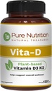Nutrición Pura Vita D3 K2 - Vitamina Basada en Plantas D3 K2 Suplemento Silencio 120 Tabs tóxico Vitamina D3 6000 UI tóxica Vitamina K2 como MK7 100mcg