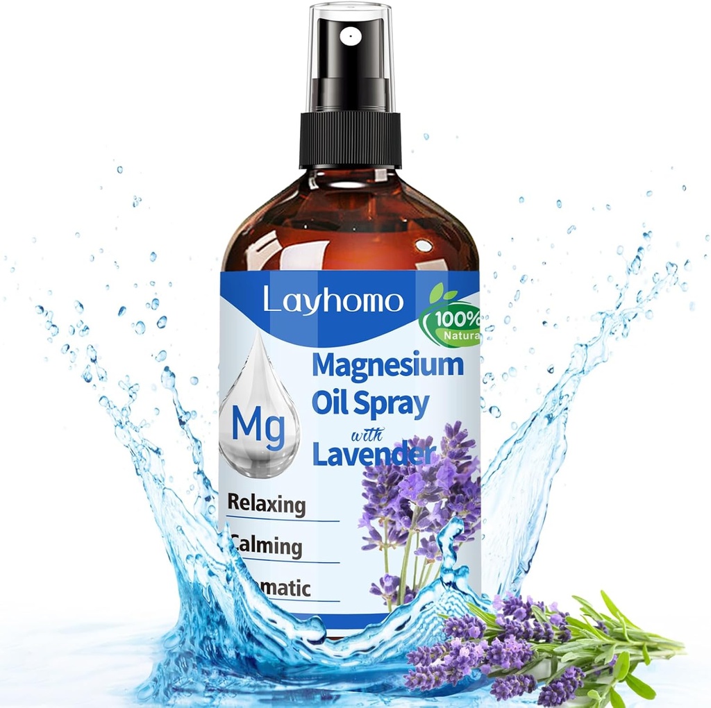 Espray de aceite de magnesio para dormir, Magnesio puro para pies, músculos relajantes " relajante, dolor, concentración de ultra con lavanda-200ML