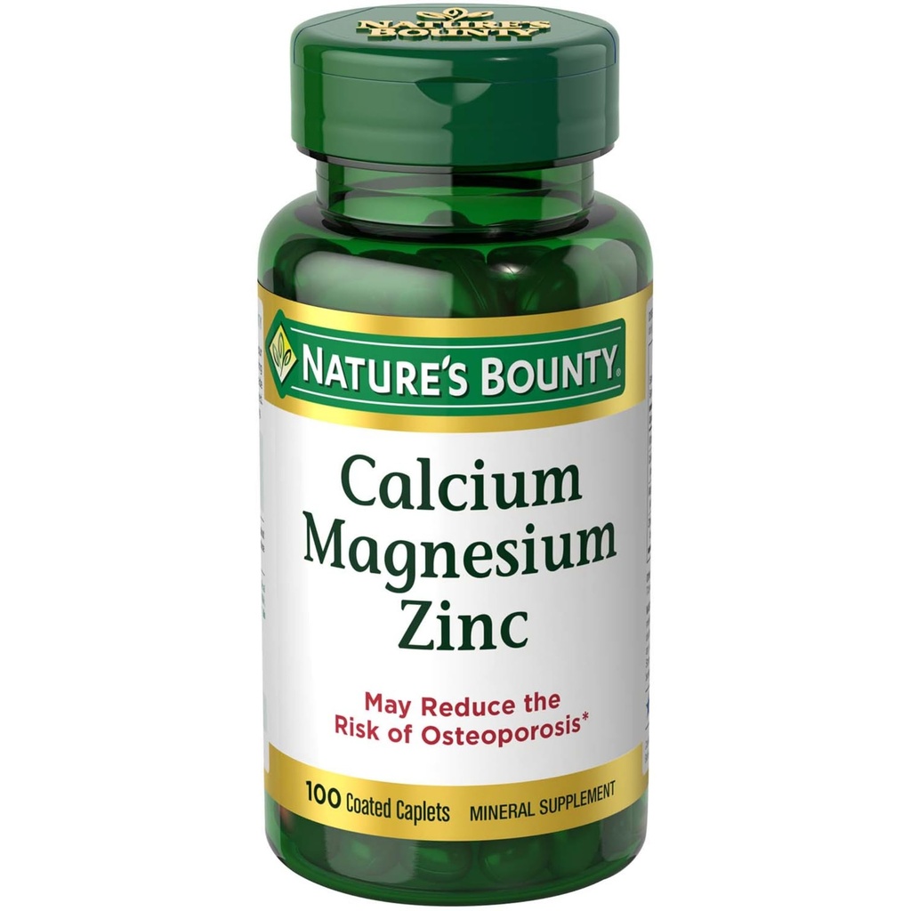 Magnesio de calcio y caplets de zinc, Immune & Bone Health, Daily Supplement, 1000mg Calcium, 400mg Magnesium, 600 IU Vitamin D, Gluten Free, 100 caplets