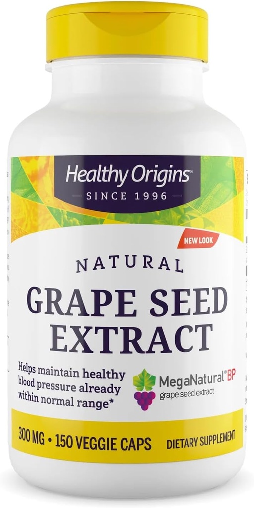 Orígenes saludables Grape Seed Extract 300 mg (MegaNatural BP, Non-GMO, California-Grown, Gluten Free, Supports Healthy Blood Pressure), 150 Veggie Caps