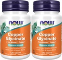 NOW Supplements, Copper Glycinate with 3mg Albion Copper, Promotes Structural Health*, 120 Tablets, Light Gray, Tan (Pack of 2)