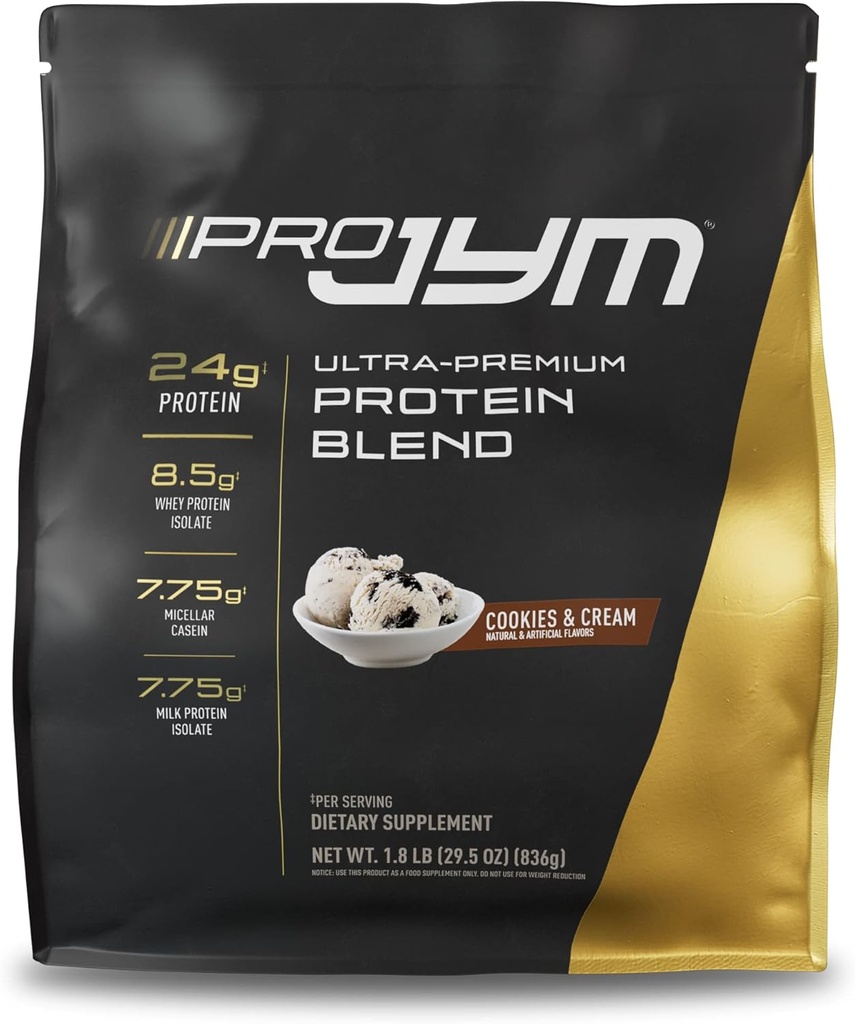 JYM Suplemento Ciencia Pro JYM Cookies " Cream Protein Powder - Whey Protein Isolates, Casein, " Milk Protein, Lean Muscle Building for Men " Women, 22 Servings